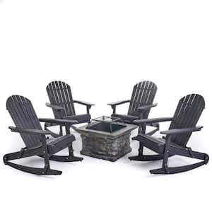 Marrion Dark Grey 5-Piece Wood Patio Fire Pit Seating Set