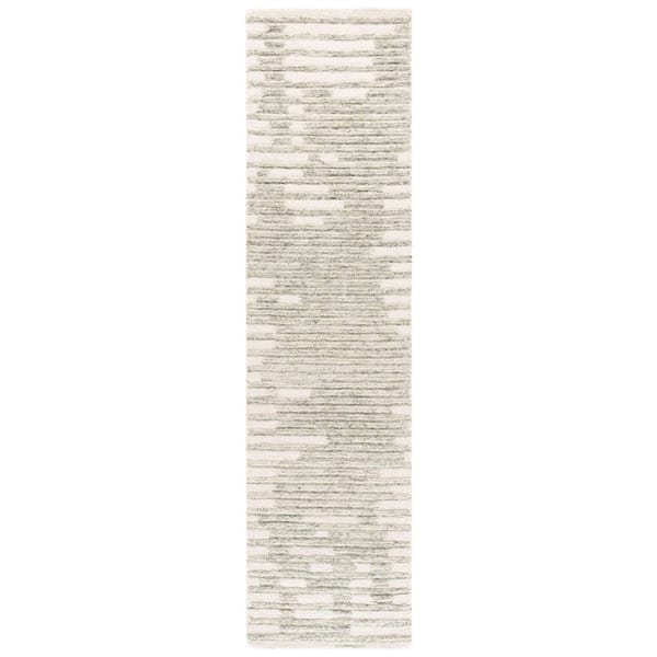 Harvest 2 ft. x 9 ft. Green/Beige Distressed Runner Rug
