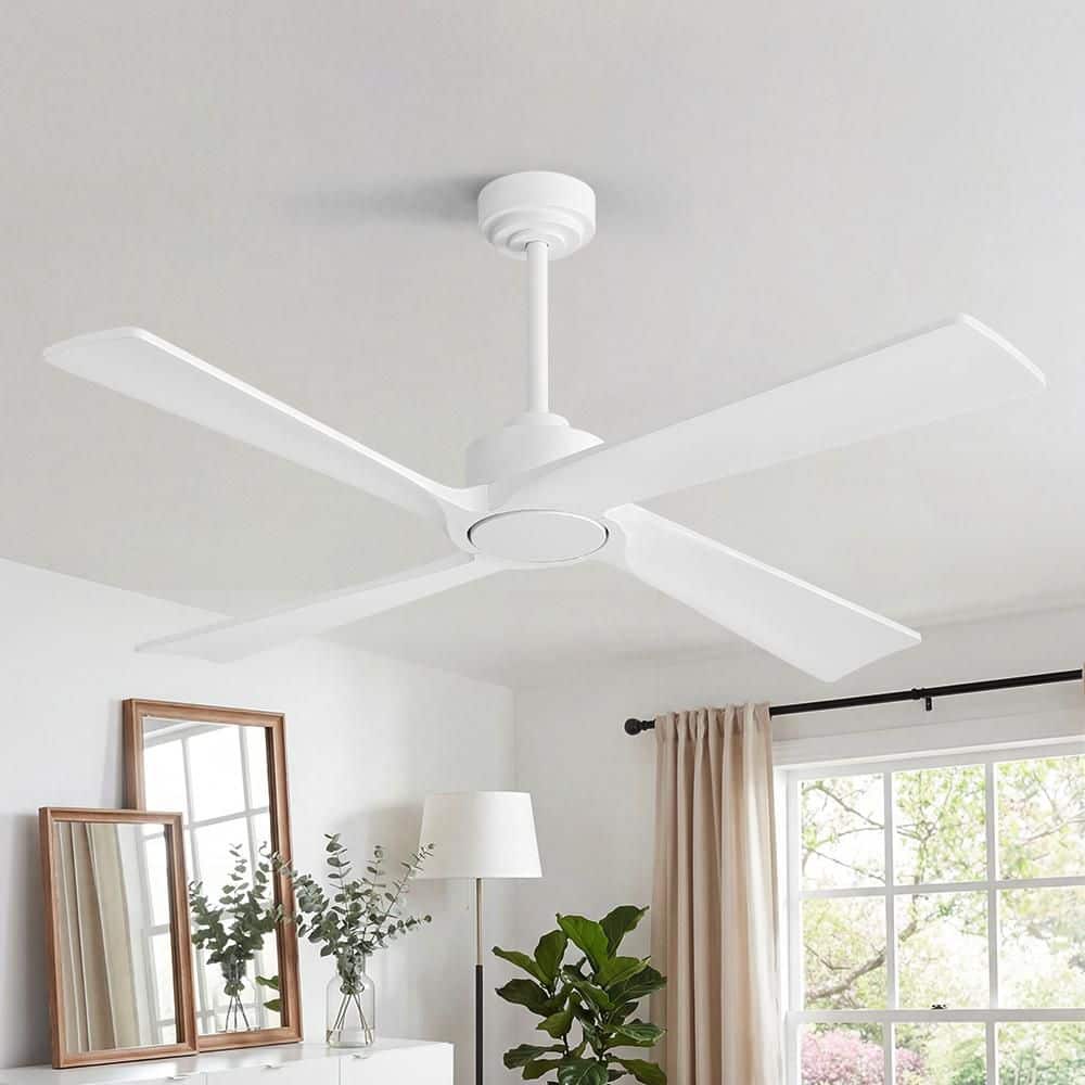 54 in. 4-Soild Wood Blades Indoor Standard Ceiling Fan with Remote Down-Rod Mount, White price history on PriceWatchPro