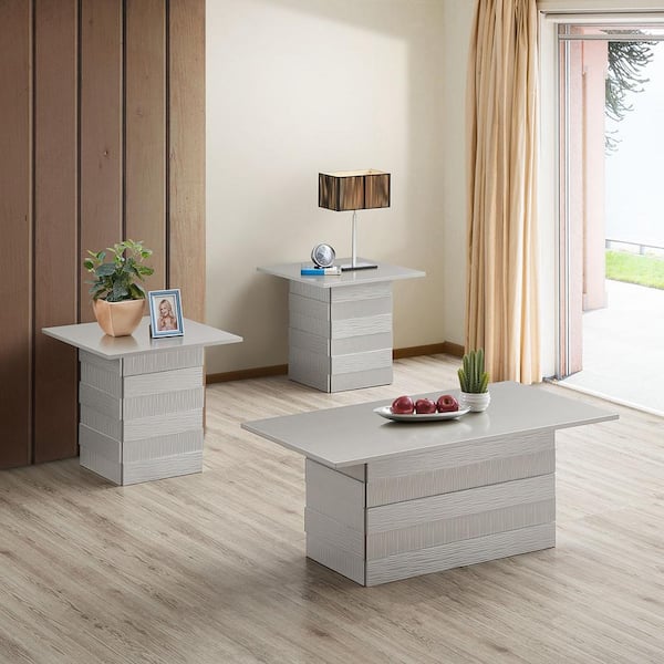Signature Home Madison 47 in. L White-Grey Finish Rectangle Shape Top Wood Coffee Table 1-Pieces (47 L x 24 W x 18 H)