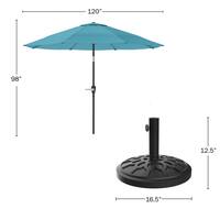 Pure Garden 10 ft. Outdoor Market Tilting Patio Umbrella with Base in Blue 50-100-BB