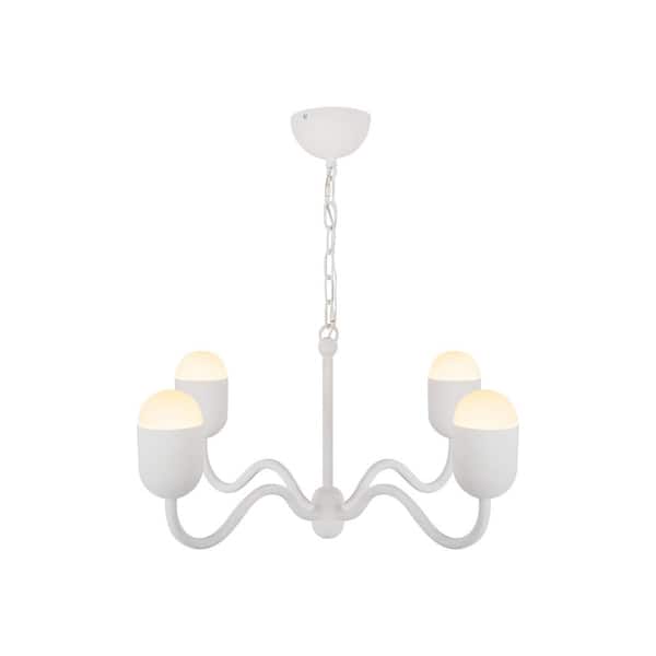 Effie 27-in 4 Light 40-Watt Antique White/Opal Glass Chandelier