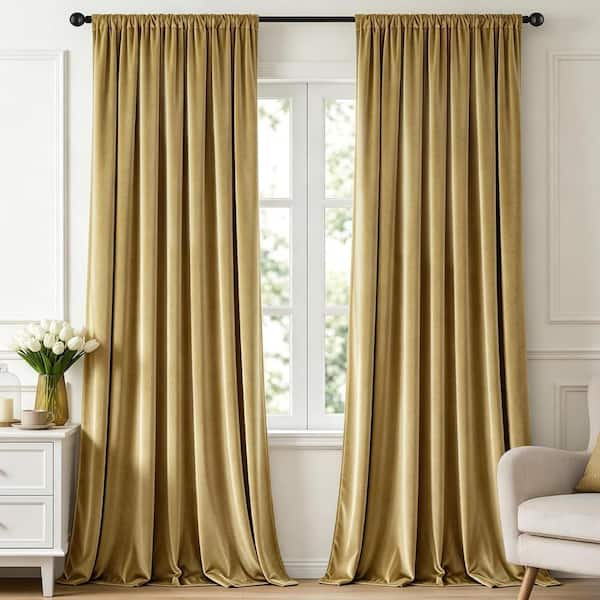 Velvet Room Darkening Curtains 52x96, Rod Pocket, Privacy Light Blocking for Bedroom