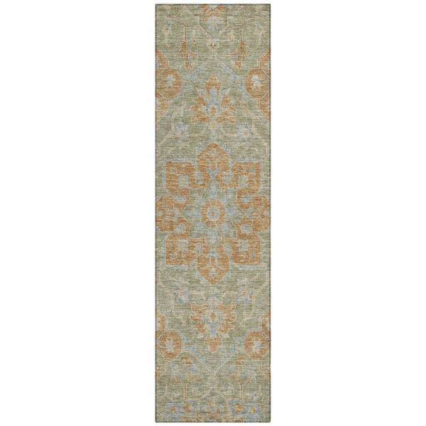 Chantille Machine Washable Indoor/Outdoor Abstract ACN3027 Aloe 2 ft. x 7 ft. Runner Rug