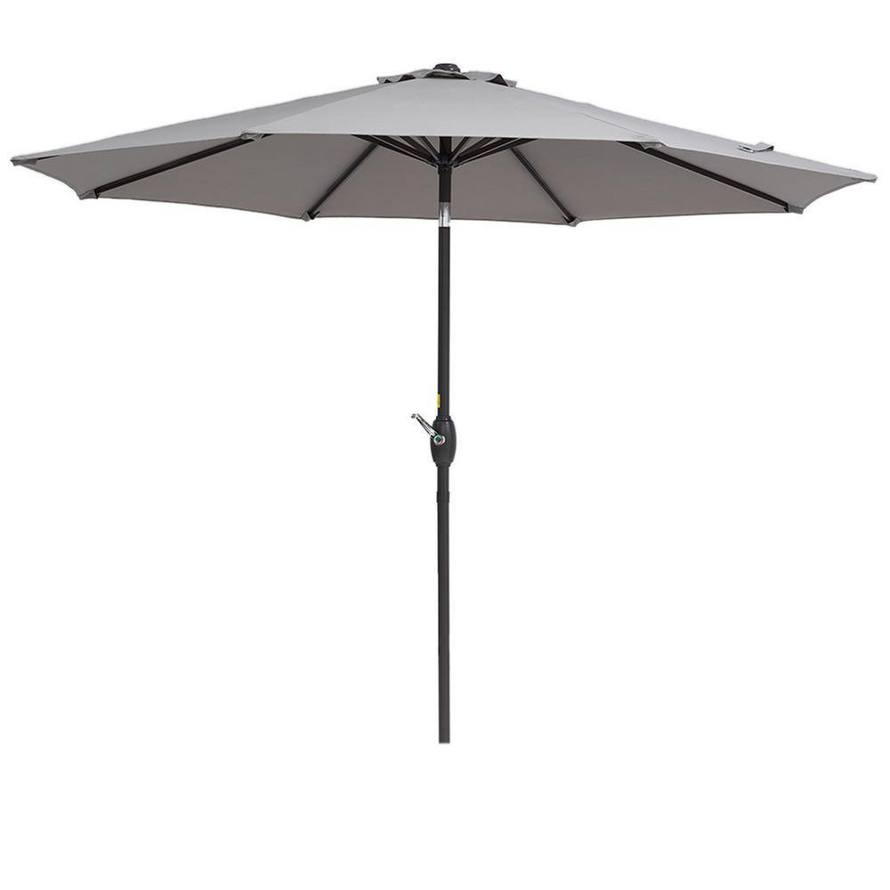 9 ft. Steel Market Tilt Patio Umbrella in Grey with Crank Lift