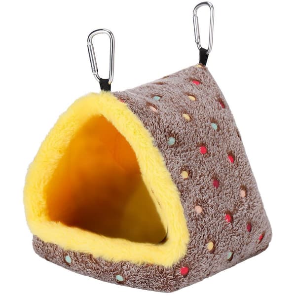 8.7 in. H Brown Winter Warm Plush Hanging Hammock Shed Birdhouse for Parakeets Cockatiels Conures Lovebirds Winter Use