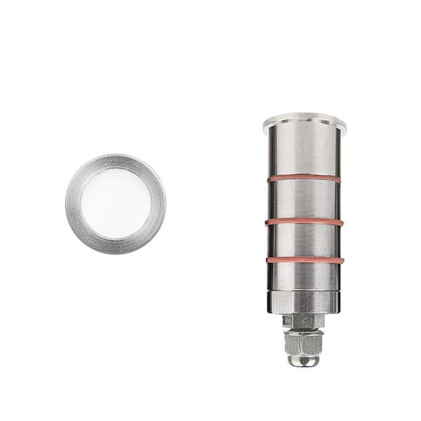 WAC LANDSCAPE 1in. 12V 80-Lumen Stainless Steel Hardwired Integrated LED Round Low-Profile Weather Resistant Inground Well Light-3000K