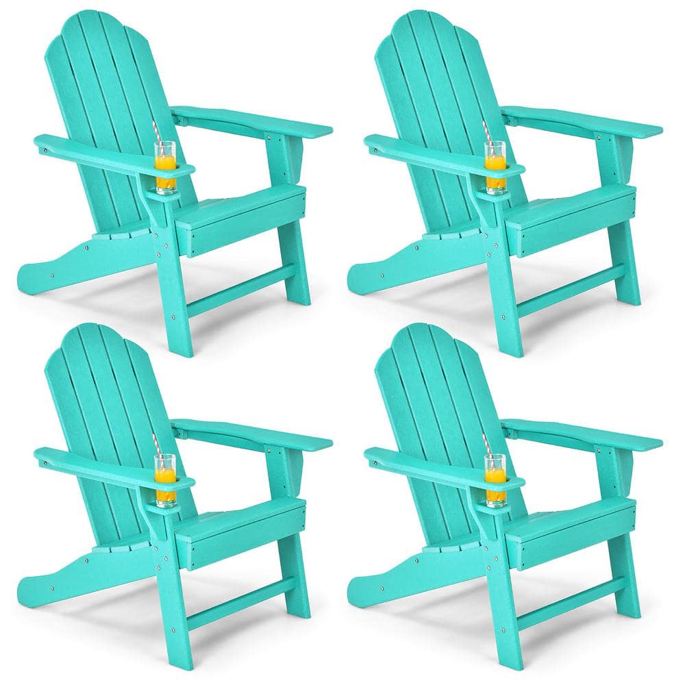 Costway 4Piece Turquoise Patio Plastic Adirondack Chair Weather