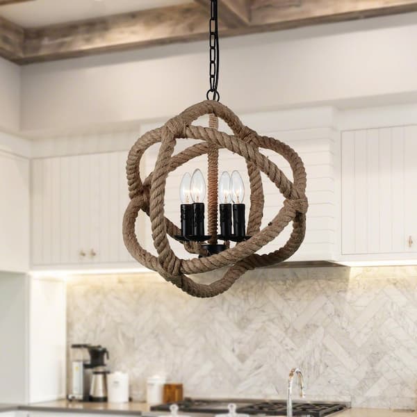 Padma 4 Light Up Chandelier With Black Finish