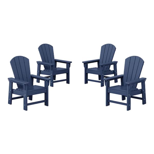 WESTIN OUTDOOR Children's Laguna Set-4 Outdoor Patio All Weather Fade Resistant Kids Poly Plastic Adirondack Chairs in Navy Blue