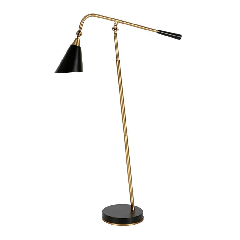 Adjustable Brass and Matte Black Floor Lamp