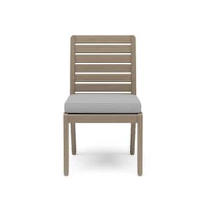 Sustain Gray Wood Outdoor Armless Dining Chair with Gray Cushions (Set of 2)
