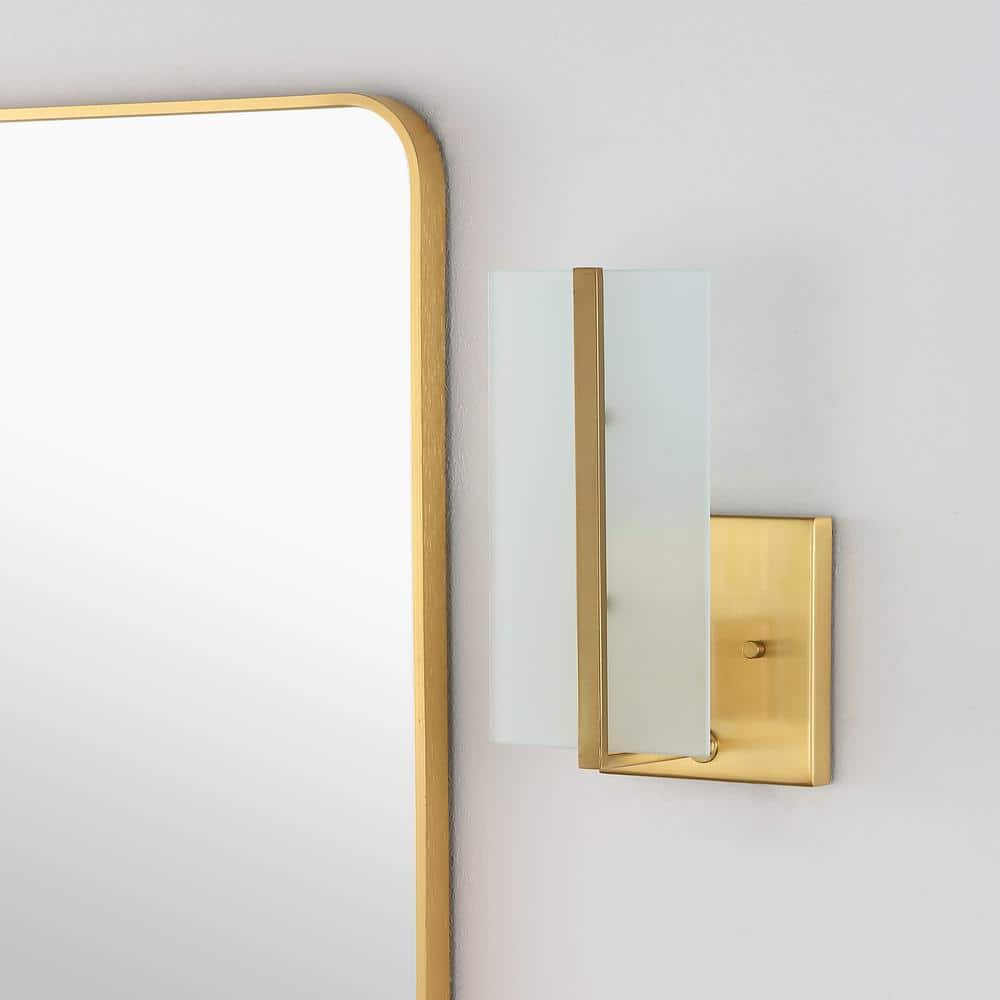 Mila 5.5" Gold Brass Dimmable LED Sconce with Frosted Glass