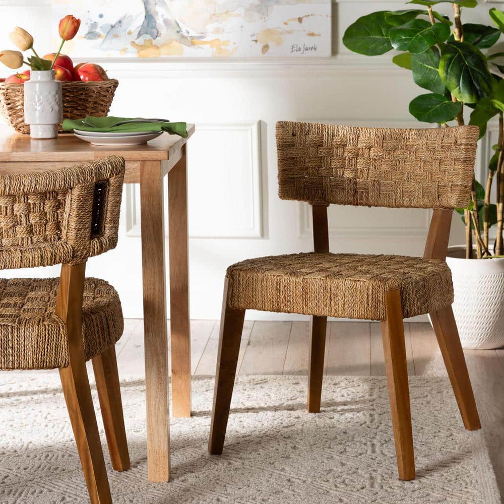 bali pari Sabit Natural Brown Seagrass Dining Chair 251 13853 HD The Home Depot