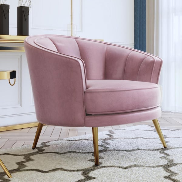 pink velvet barrel chair