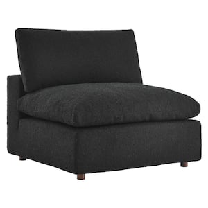 Commix Down Filled Overstuffed Boucle Fabric Armless Chair in Black