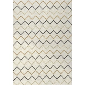 Silvia Ivory Gold 7 ft. 10 in. x 10 ft. 10 in. Geometric Polypropylene Area Rug