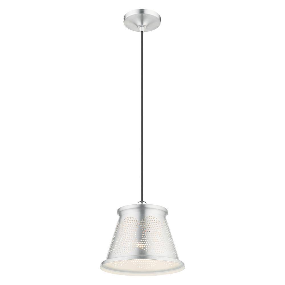 Mini Brushed Aluminum and White LED Indoor/Outdoor Pendant Light