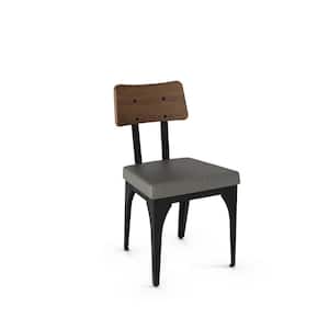 Symmetry Black Metal Grey Cushion Brown Wood Dining Chair (Set of 2)