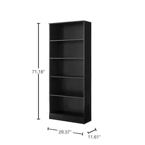 CLICKREADY Black Wood 5-Shelf Basic Bookcase with Adjustable Shelves (71 in. H)