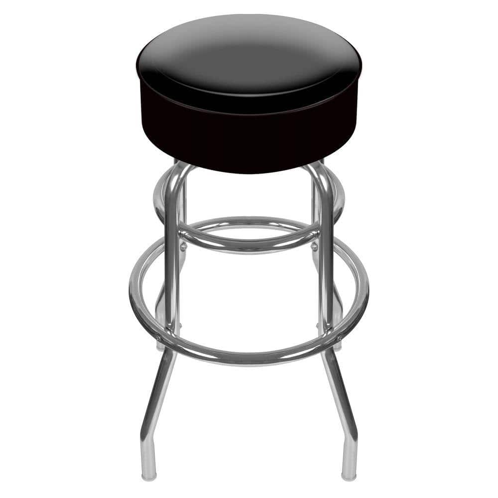 Trademark 31 In Chrome Swivel Cushioned Bar Stool 1000 Black