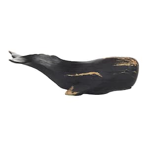 5 in. x 4 in. Black Polyresin Handmade Whale Sculpture