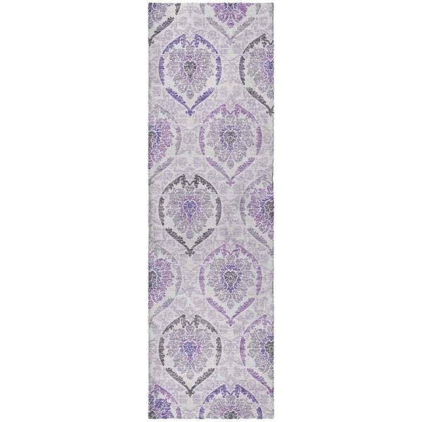 Dream Shag Premium Machine Washable Abstract ADS808 Purple 2 ft. x 7 ft. Runner Rug