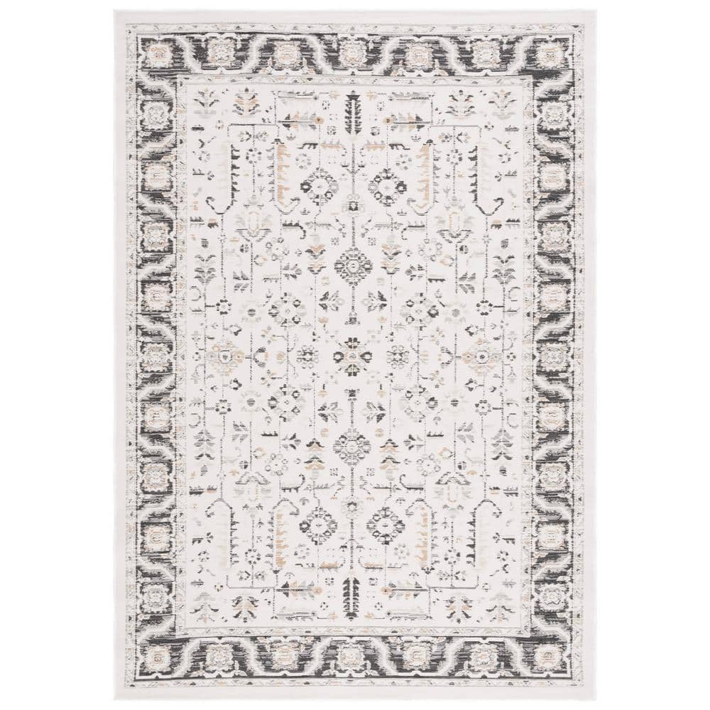 SAFAVIEH Sunrise Ivory/Gray Black 5 ft. x 8 ft. Ornate Border ...