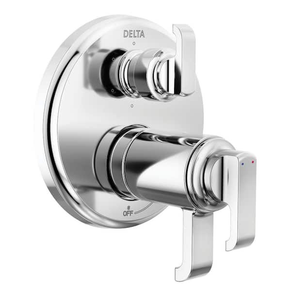 Delta Tetra TempAssure 2-Handle Wall-Mount Valve Trim Kit 6-Setting Int. Div. in Lumicoat Chrome (Valve Not Included)