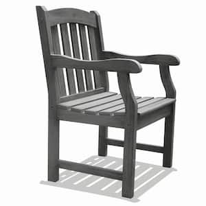Gray Solid Wood Outdoor Garden Dining Chair without Cushion