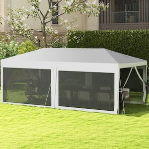 10 ft. x 20 ft. White Party Tent Outdoor Wedding Canopy Gazebo with 6 Removable Sidewalls, Shade Shelter for Events