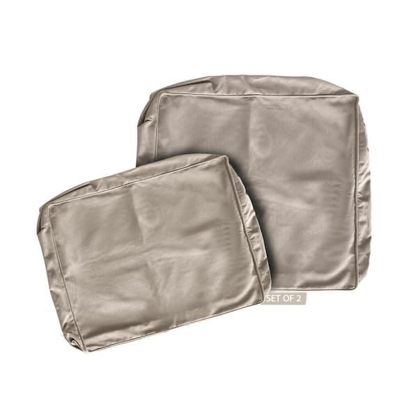 BLISSWALK 24 in. x 24 in. and 18 in. x 24 in. Khaki Outdoor Slipcover Set Seat Plus Back for Lounge Chair Deep Seat Chair Cushions