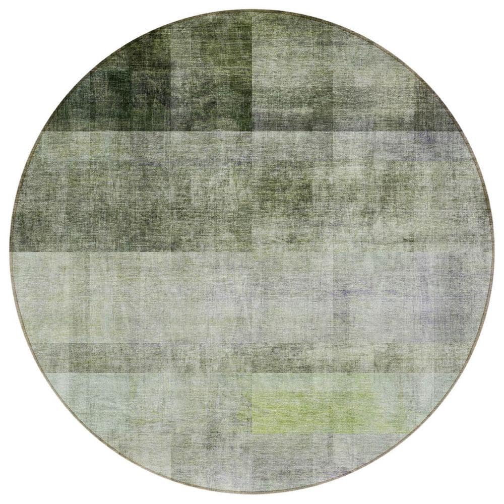 Olive Green 8 ft. Round Woven Solid Color Round Indoor/Outdoor Area Rug price history on PriceWatchPro