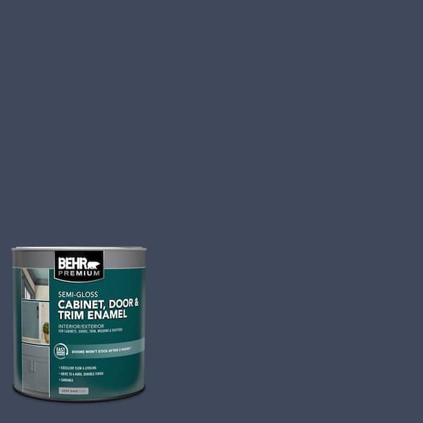 BEHR PREMIUM 1 qt. #S530-7 Dark Navy Semi-Gloss Enamel Interior/Exterior Cabinet, Door & Trim Paint