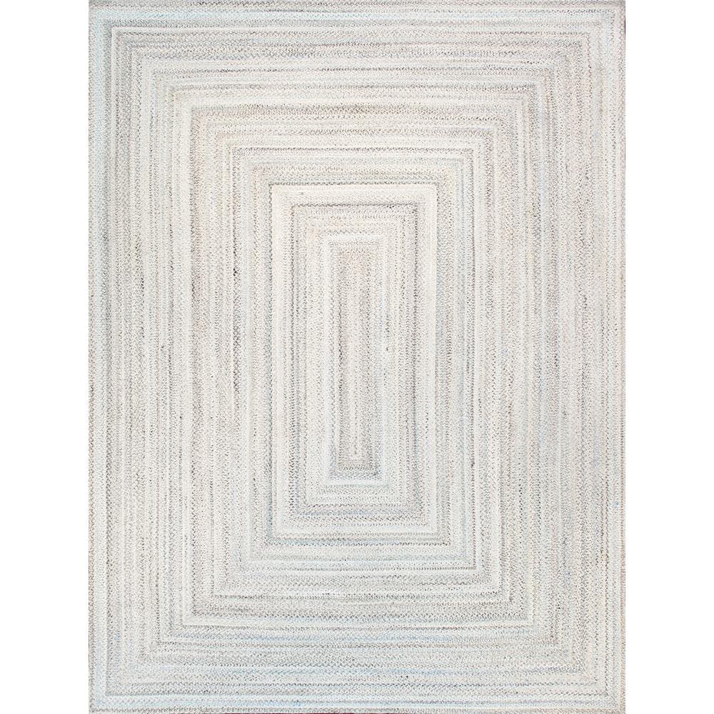Handmade Blue Geometric Braided Synthetic Area Rug 5' x 8'