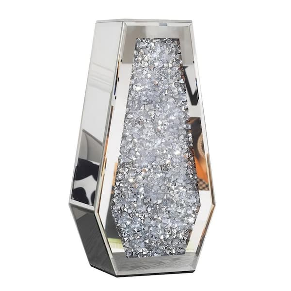 THKSHOUZ 12 in. Silver Glass Urn Decorative Vase