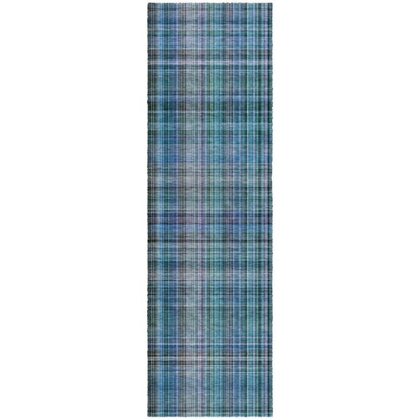 Dream Shag Premium Machine Washable Abstract ADS541 Teal 2 ft. x 7 ft. Runner Rug