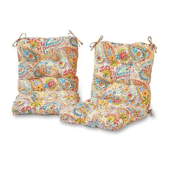 Greendale Home Fashions Jamboree Paisley 21 in. x 42 in. Outdoor Dining Chair Cushion (2-Pack)