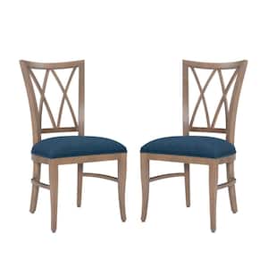 Elko Natural Dining Chair with UPH Blue Seat (2-Pack)