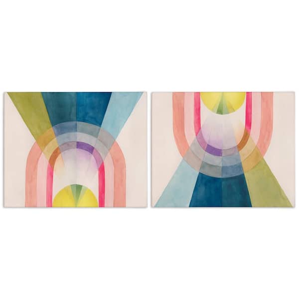 Stupell Industries Retro Pastel Structured Shapes by Grace Popp 2-Pieces Unframed Abstract Graphic Art Print 24 in. x 30 in.