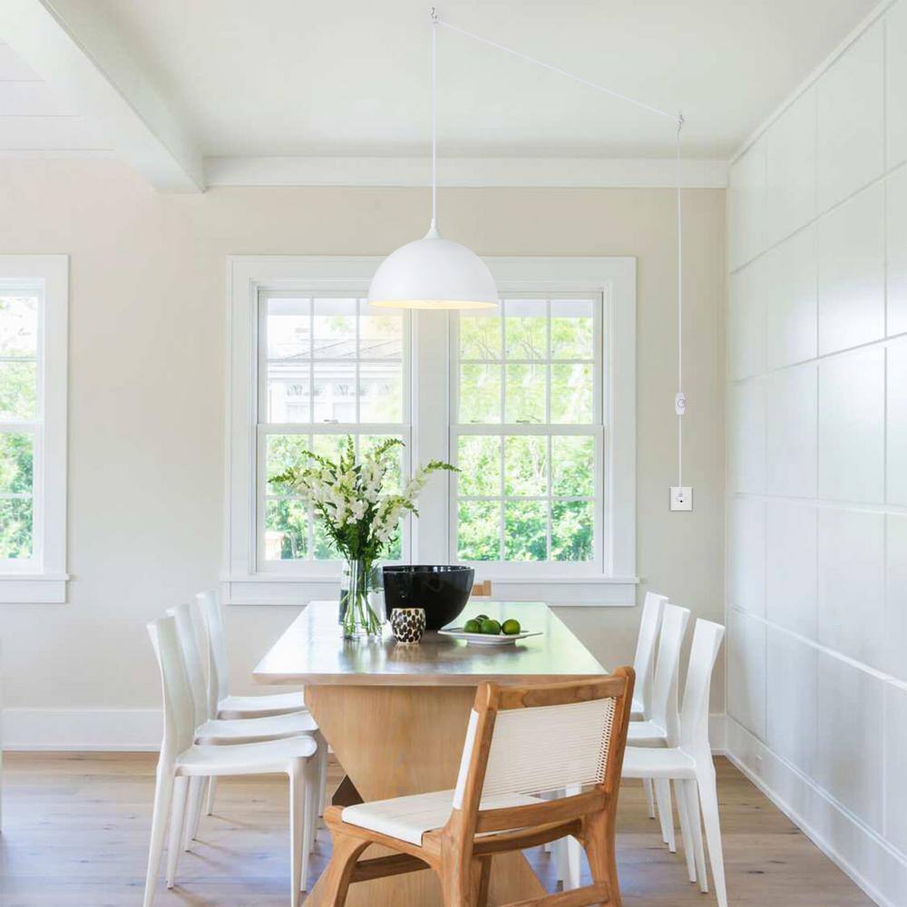 60-Watt 1-Light White Shaded Pendant Light with Dome Shade and Dimmer Switch, No Bulbs Included price history on PriceWatchPro