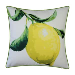 Multi-Colored Oversized Lemon Indoor/Outdoor 20 x 20 Decorative Throw Pillow