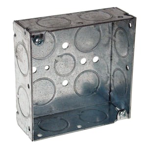 4 in. W x 1-1/2 in. D Galv. Steel Gray 2-Gang Welded Square Box with One 1/2 in. and Twelve 3/4 in. KO's, 1-Pack