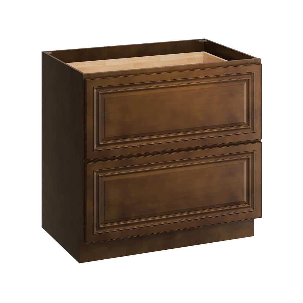 36 in. W x 24 in. D x 34.5 in. H Plywood Ready to Assemble Floor Base Kitchen Cabinet in Dark Caramel with 2-Drawers price history on PriceWatchPro