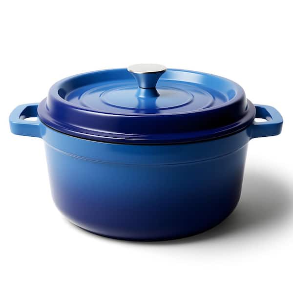 Sauce Pans 6.5 qt. Dutch Oven Round Blue Enameled Cast Iron Oven Safe All Cooktop Dutch Oven with Lid