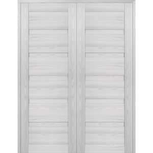 Louver 72 in. x 79.375 in. Both Active Ribeira Ash Wood Composite Double Prehung Interior Door