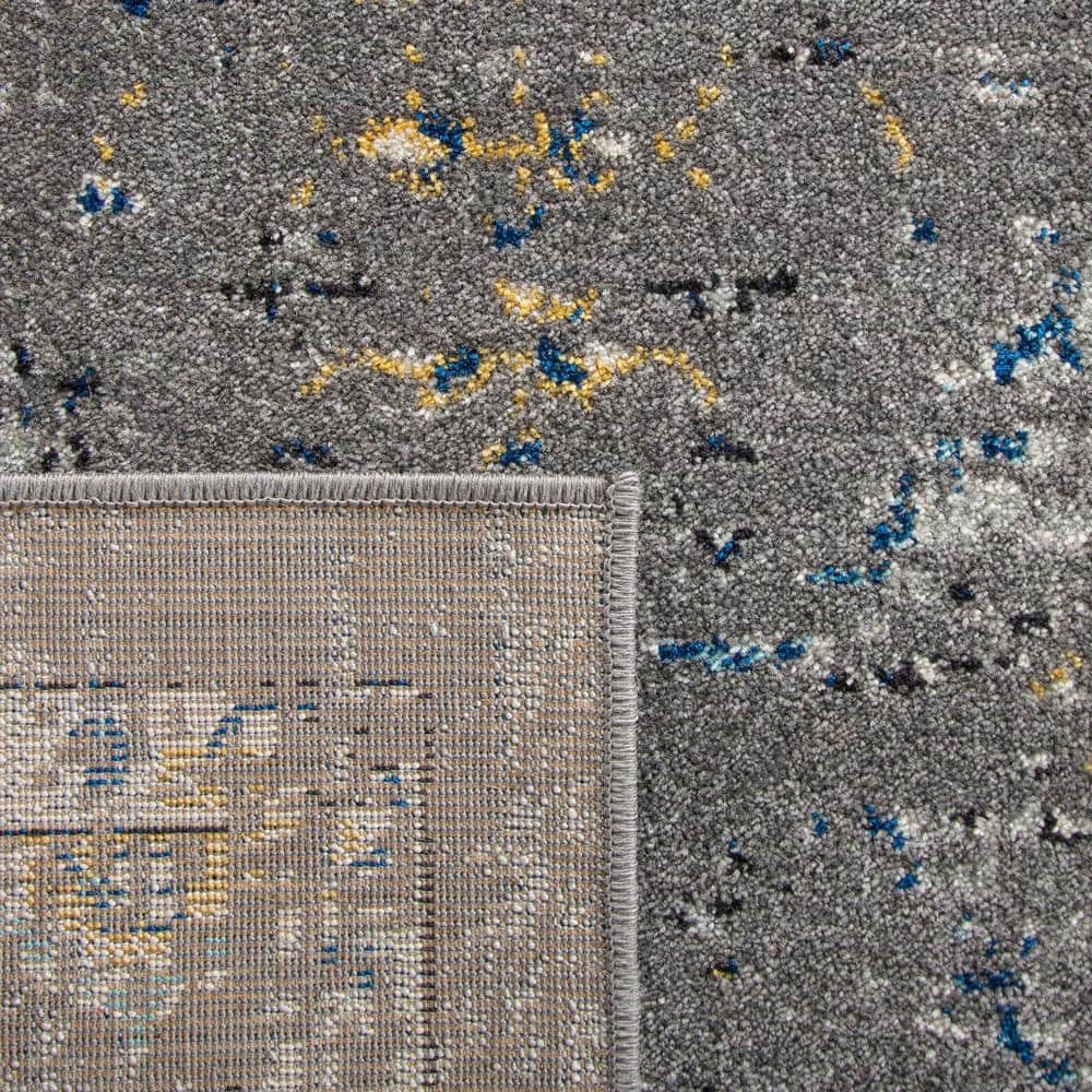 Evoke Dark Grey and Yellow High Pile Synthetic Area Rug
