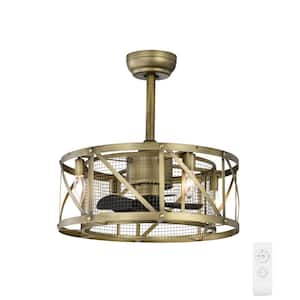 AuroraBreeze Blade Span 20 in. Indoor Gold Caged Ceiling Fan with No Bulbs Included and Remote Control