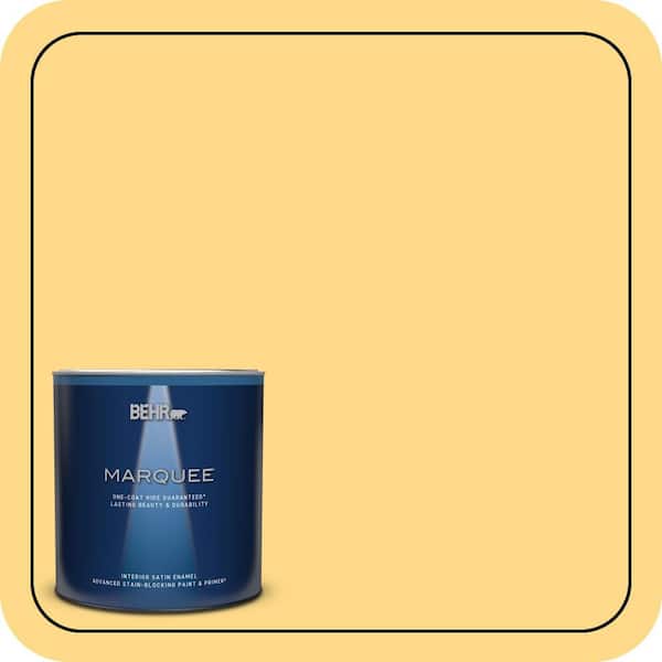 BEHR MARQUEE 1 qt. #P280-4 Surfboard Yellow Satin Enamel Interior Paint & Primer