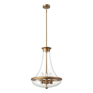 Marcel 18 in. 4 Light 60-Watt Aged Gold Pendant Light